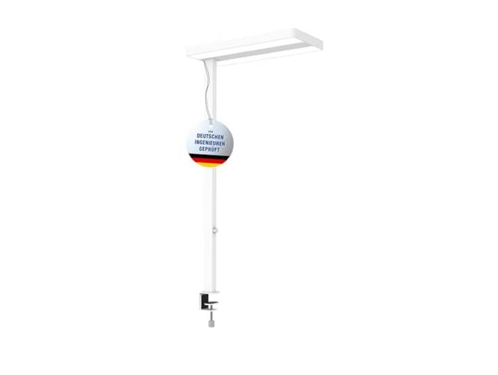 MAUL LED Schreibtischlampe MAULjaval weiß dimmbar mit Klemmfuß 120 cm angenehmes Direkt- und Indirektlicht, stufenlose Helligkeit, blendarmes Arbeiten, sicherer Halt an Tischkanten