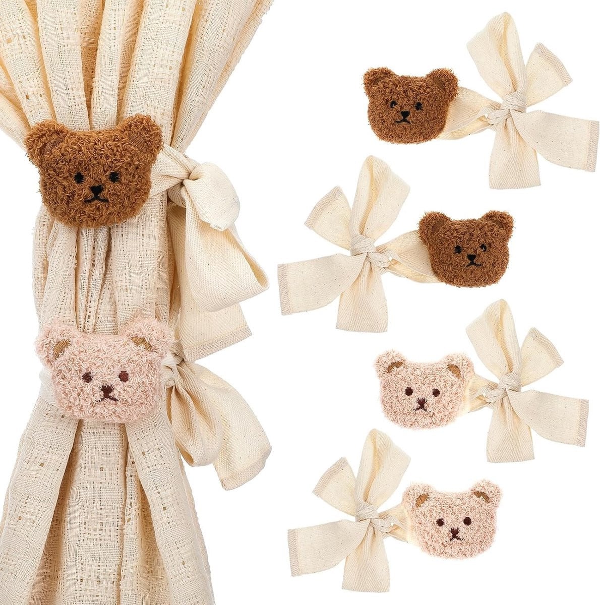 Set van 4 Cartoon Beer Gordijn Ties voor Kinderkamer Decoratie