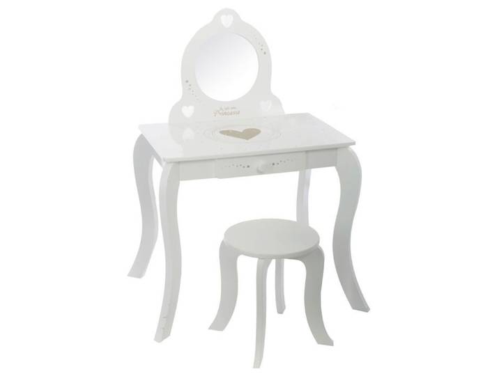 Atmosphera Kids - Coiffeuse enfant avec tabouret Demoiselle - Blanc