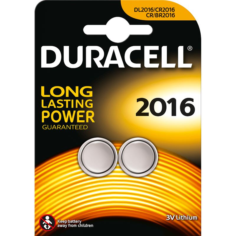 Duracell CR2016 Lithium Knopfzellen Batterie 3.0 V 2er Pack