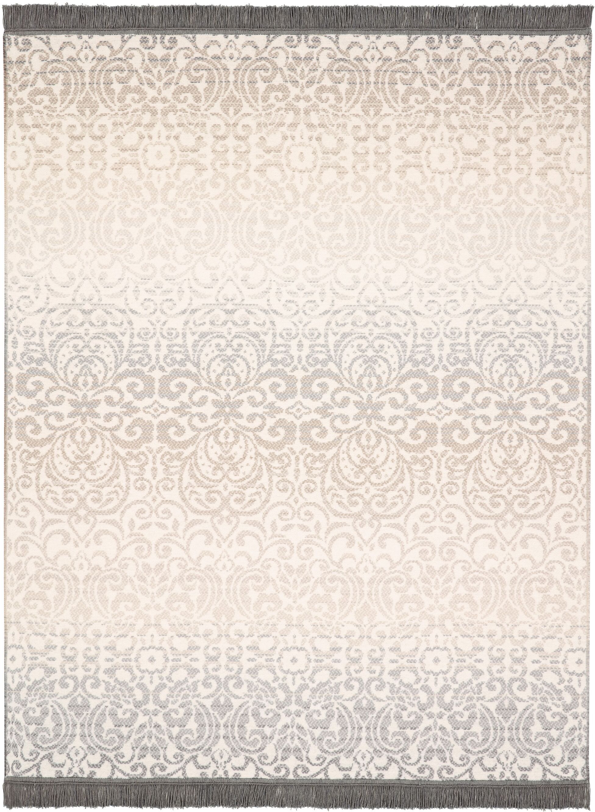 Wohndecke BIEDERLACK "Arabesk", grau (beige), B:150cm L:200cm, Baumwolle, Polyacryl, Polyester, Wohndecken, Wohndecke, zartes Allovermuster aus üppigen Ornamenten beige B/L: 150cm x 200cm