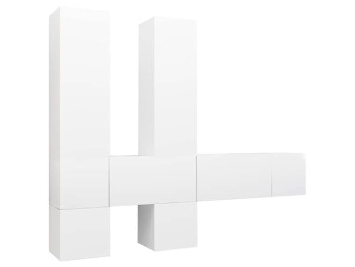 GKHPYURE TV-Möbel-Set, 7-teilig, weiß, Holz, mehrschichtig Hängendes Design, 7 Fächer, mehrere Größen, leicht zu reinigen, Wandmontage