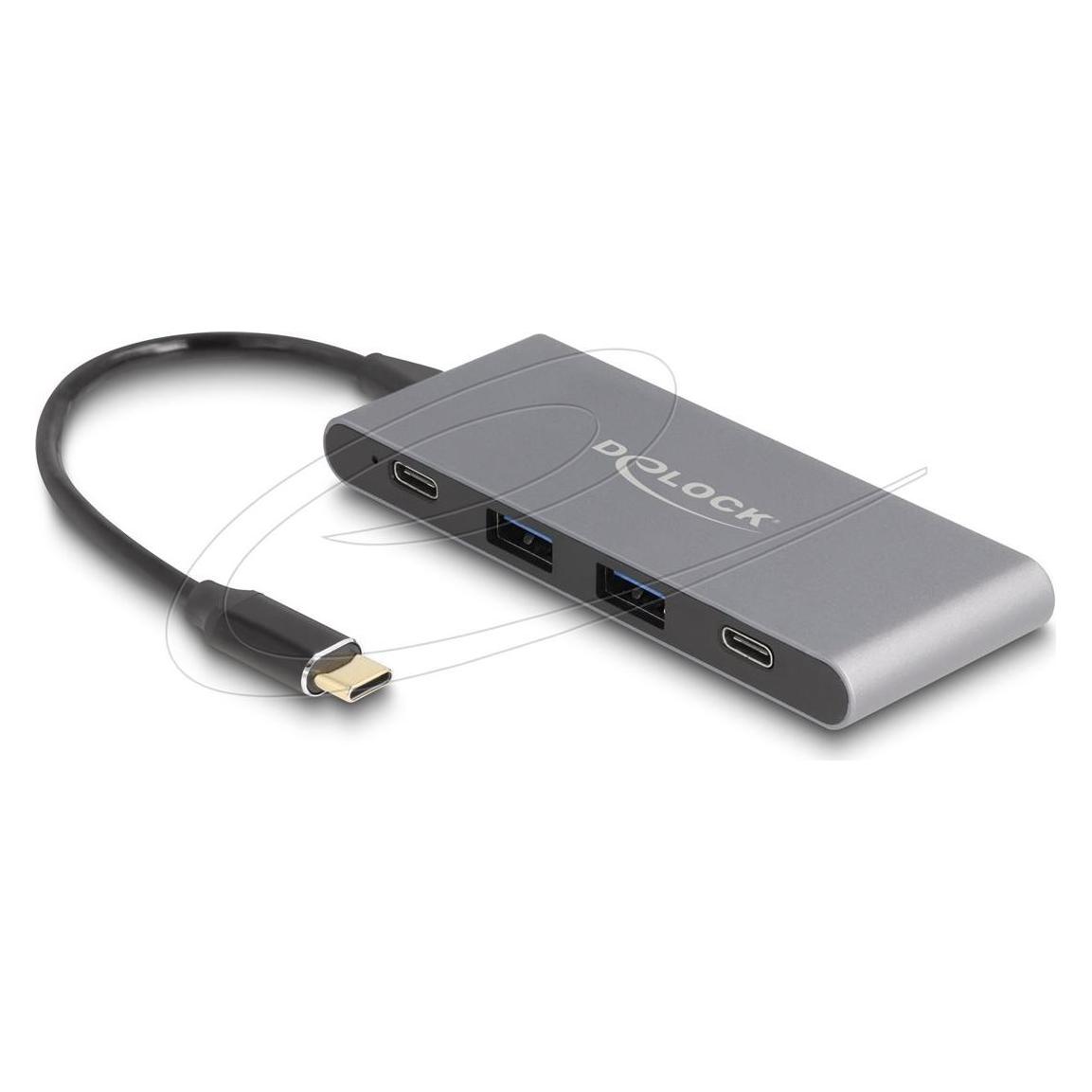 Delock 4 Port USB Type-C Hub mit 2 x USB Typ-A und 2 x USB T (USB-C, 4 Ports) (64111)