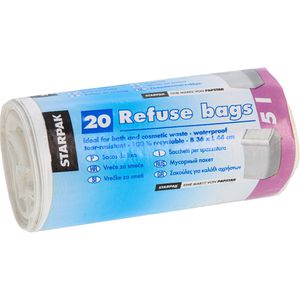 Papstar Müllbeutel 5 Liter, weiß, 20 Stück