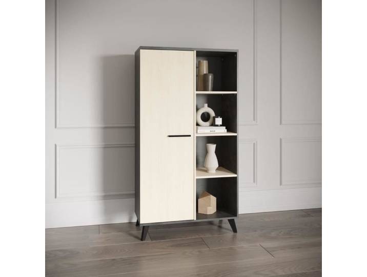 Ensemble salon - Banc TV Table basse Buffet haut - KENT - Chêne de fil / Sidewalk - DEMEYERE