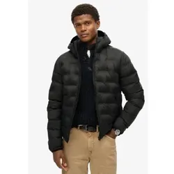 Superdry für Herren. M5012045A Schwarzer Steppmantel mit Kapuze (XXL), Lässig, Recyceltes Polyester, Nachhaltig