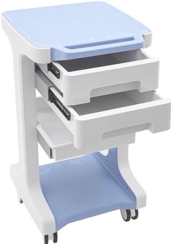 Salonwagen Blau - 3 Ebenen mit 2 Schubladen - Kunststoffrahmen - Belastbarkeit: 50 kg - Aufbewahrungswagen/Organizer