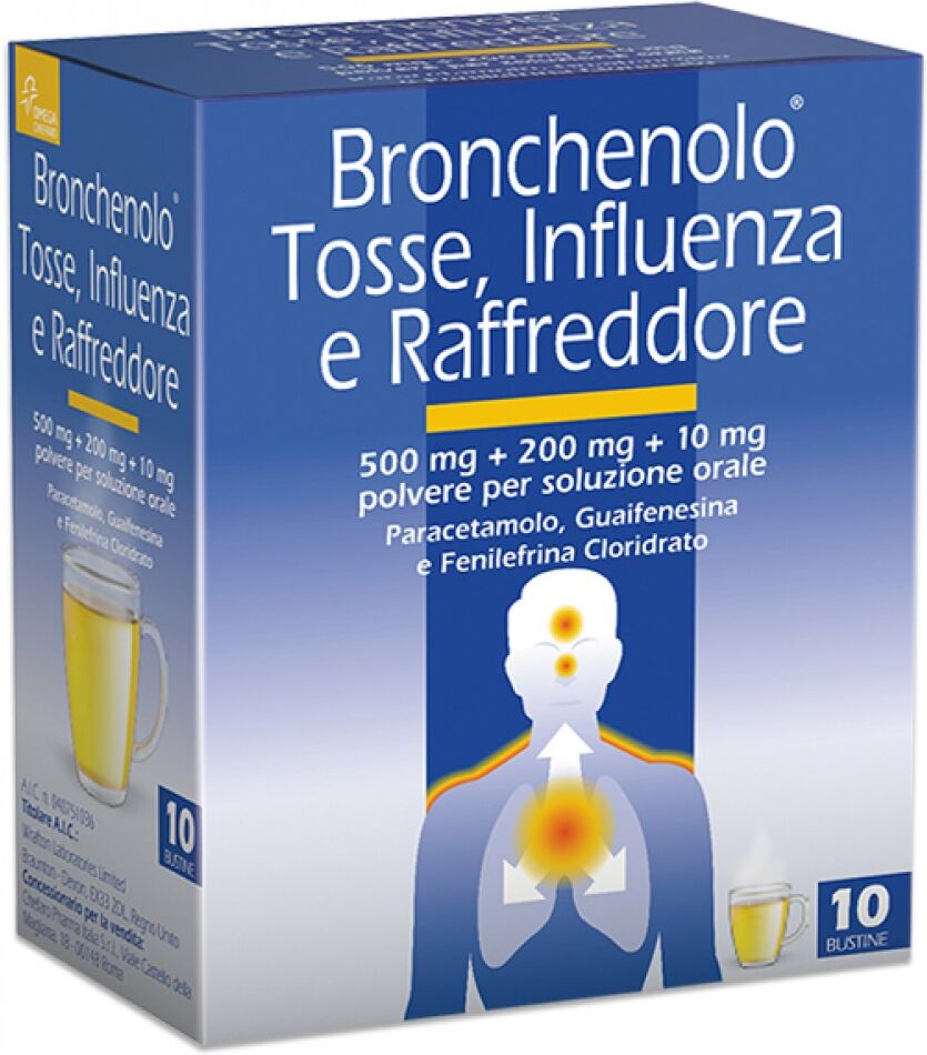 PERRIGO ITALIA Srl Bronchenolo, Tosse Influenza e Raffreddore, 10 Bustine