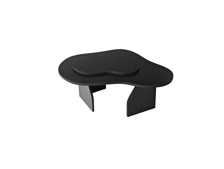 Stylish Black Coffee Table, 105 x 35 x 65 cm 100% Melamine Coated Particle Board, 18 mm Thickness Modern Abstract Design for Home & Office