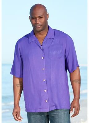 Men's Big & Tall KS Island Solid Camp Shirt by KS Island in Purple Island (Size 4XL)