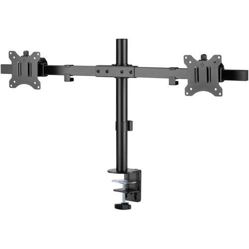 goobay Monitor-Halterung Fix 59394 schwarz für 2 Monitore, Tischklemme, Tischbohrung