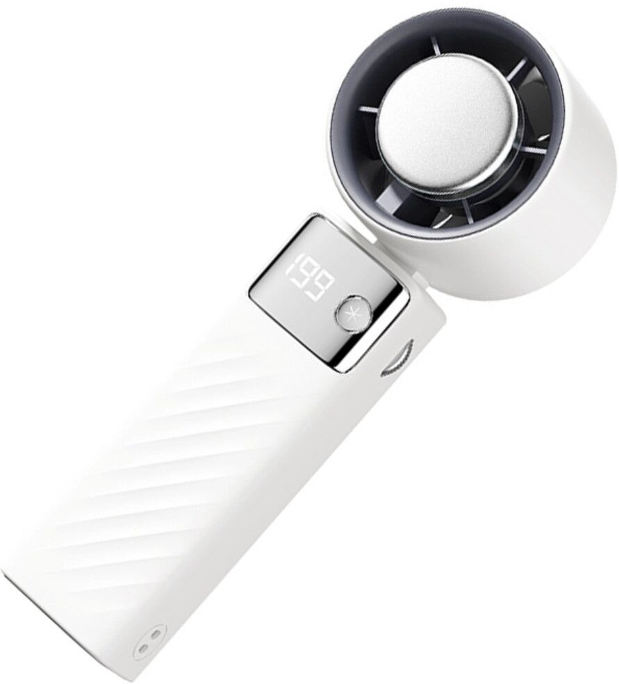 INF Faltbarer thermoelektrischer Mini-Ventilator (ohne Eispackung) — 199 Stufen, digitales Display, USB-C wiederaufladbar, Weiß