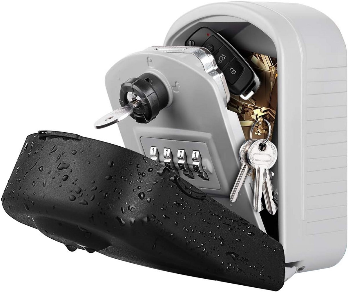 WACCET Safe Key Box Grote Sleutelkast met Code en Noodsleutels en Beschermkap Grijs