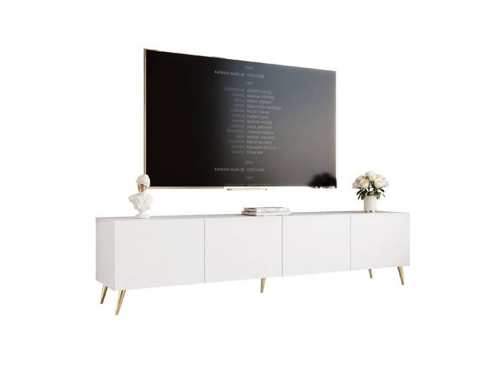 yourhouse24 Lowboard TV ANGEL 200 auf Füßen mit LED-Beleuchtung – Griffloses Design