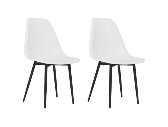 KLGBNCVE Esszimmerstühle 2 STK. Weiß PP Metallbeine, ergonomische Rückenlehne, minimalistisch, Polypropylen, 110 kg