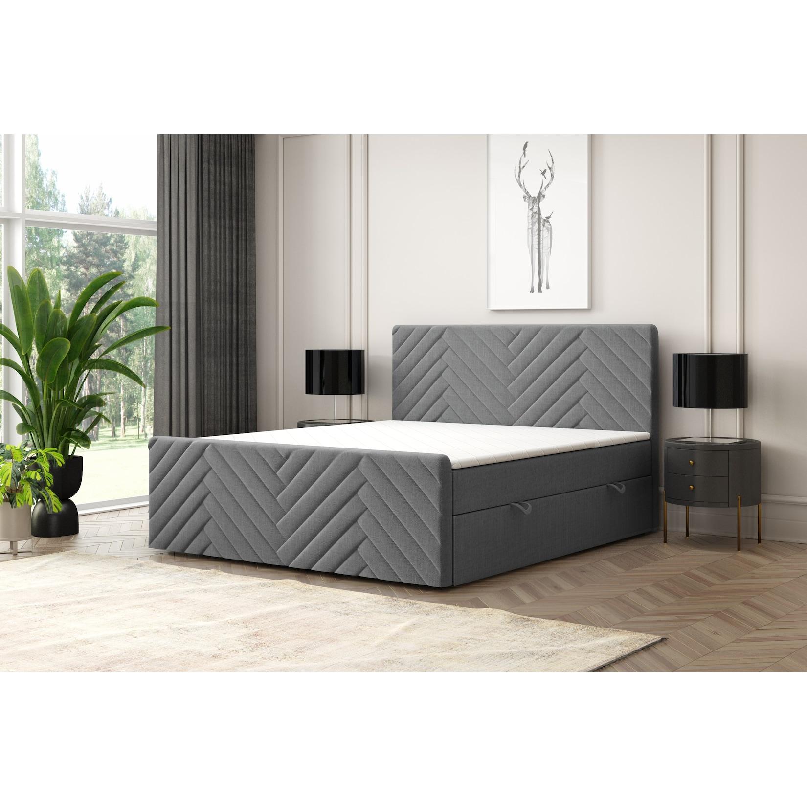 M-Punkt GmbH Boxspringbett GENF Fußteil mit Bettkasten 180 x 200 cm Anthrazit - versch. Ausführungen