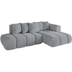 ECKSOFA Ottomane Rechts CLOUD-L-v1 280x185x90 Hellgrau Velours