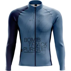 Bombtrack, Herren, Velotrikot, Grids and Guides Langarm Trikot - blau (L, M, S, XL), Blau, XL, M, S, L