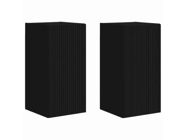 KTHLBRH TV-Schrank für die Wand, 2 Stück, schwarz, Holz, technisch 90° Scharniertüren, Regalfächer, platzsparendes Design, Wandmontage, feuchtes Tuch