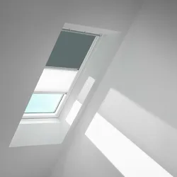 VELUX Verdunkelungsrollo Duo DFD Blaugrau/Weiß 4581, FK08, Aluminiumschiene,GGU,Manuell,VELUX