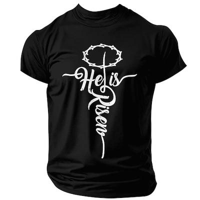 Ostern Herren Jesus T Shirt 100% Baumwolle Kurzarm Grafik Hemd Schwarz Weiß Dunkel Blau Bequemes T-Shirt Urlaub Straße Modedesigner-Kleidung