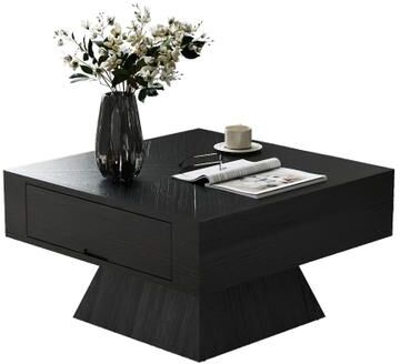 Kodotan sofa Square Veneer-Top Coffee Table with Drawer, KD Pedestal Base
