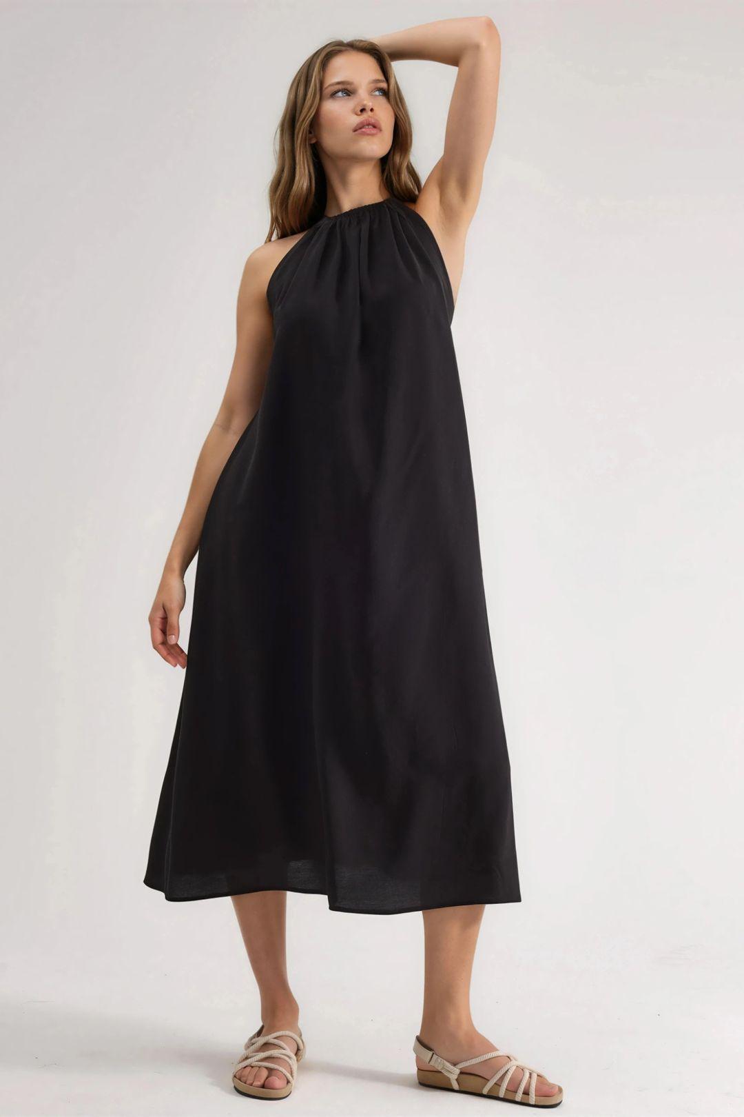 Halter-Nacken Midi-Kleid