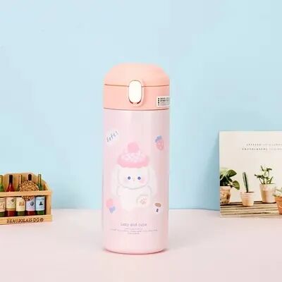 Uplifted Trends Cute Stainless Steel Thermos Insulated Straw Water Bottle pink