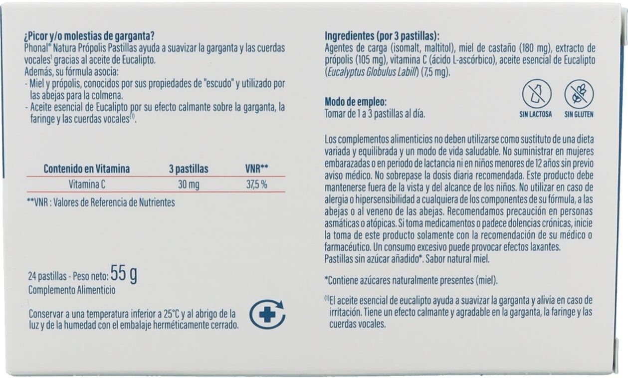 Phonal Natura Phonal Nature Própolis Miel 24 pastillas para chupar