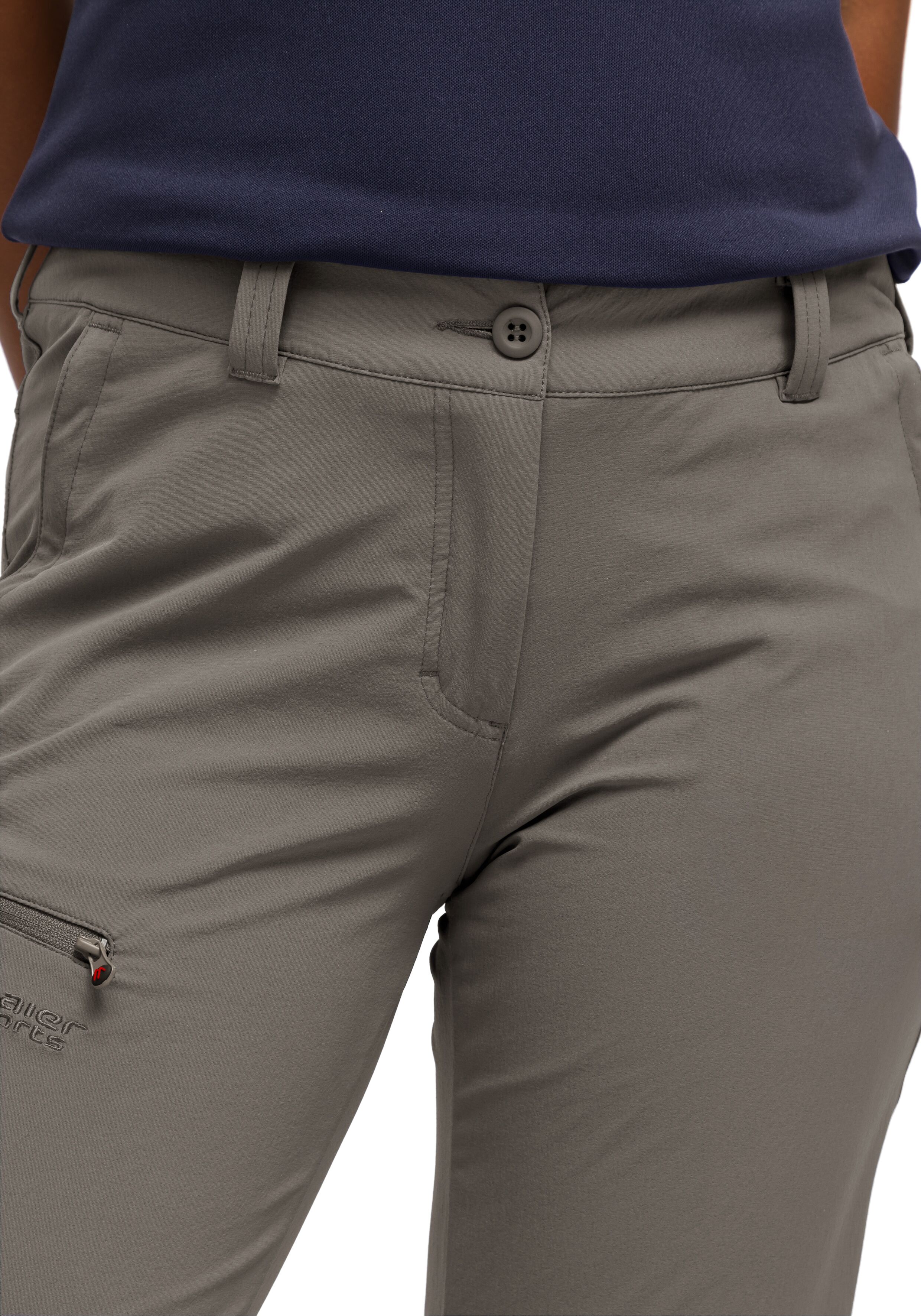 Funktionshose MAIER SPORTS "Inara slim", Damen, Gr. 22, Kurzgrössen, braun (schlamm), 90% Polyamid, 10% Elasthan, Hosen Funktionshose, Herren Wanderhose, atmungsaktive Outdoor-Hose, 4 Taschen, Slim Fit schlamm 22, Kurzgrössen
