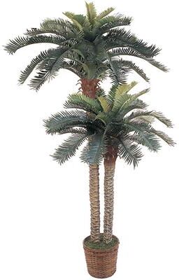 Nearly Natural Artificial Double Potted Sago Palm Tree - Green