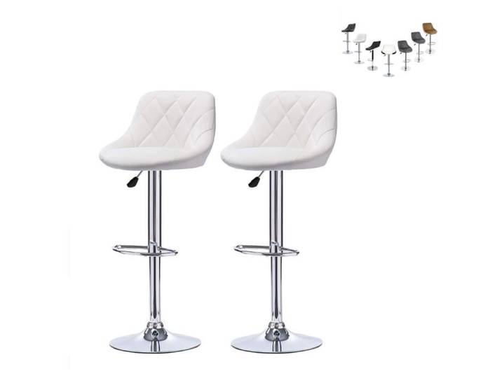 HSTURYZ Lot de 2 Tabouret de Bar Confortable Dossier Rembourré Pivotantes et Réglables en Hauteur 59cm-79cm Blanc