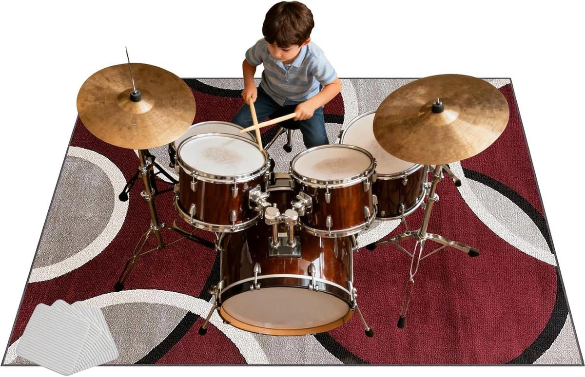 Geluiddichte drummat van polyester, antislip en geluidsabsorberend, 230 x 180 cm
