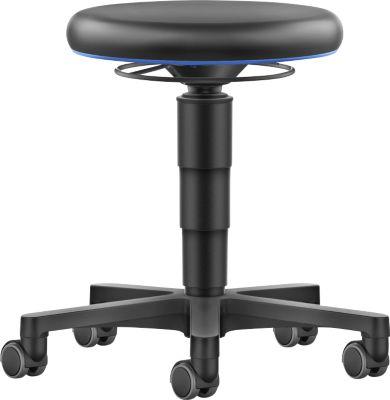 Allround Hocker Bimos, höhenverstellbar, Doppelrollen, Kunstleder, Farbring blau