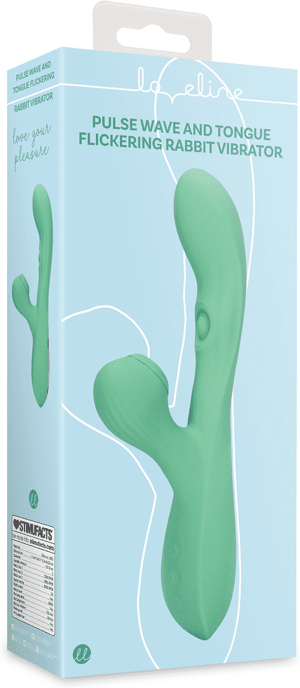 Loveline Pulse Wave and Tongue Flickering Rabbit Vibrator - Blue Grass