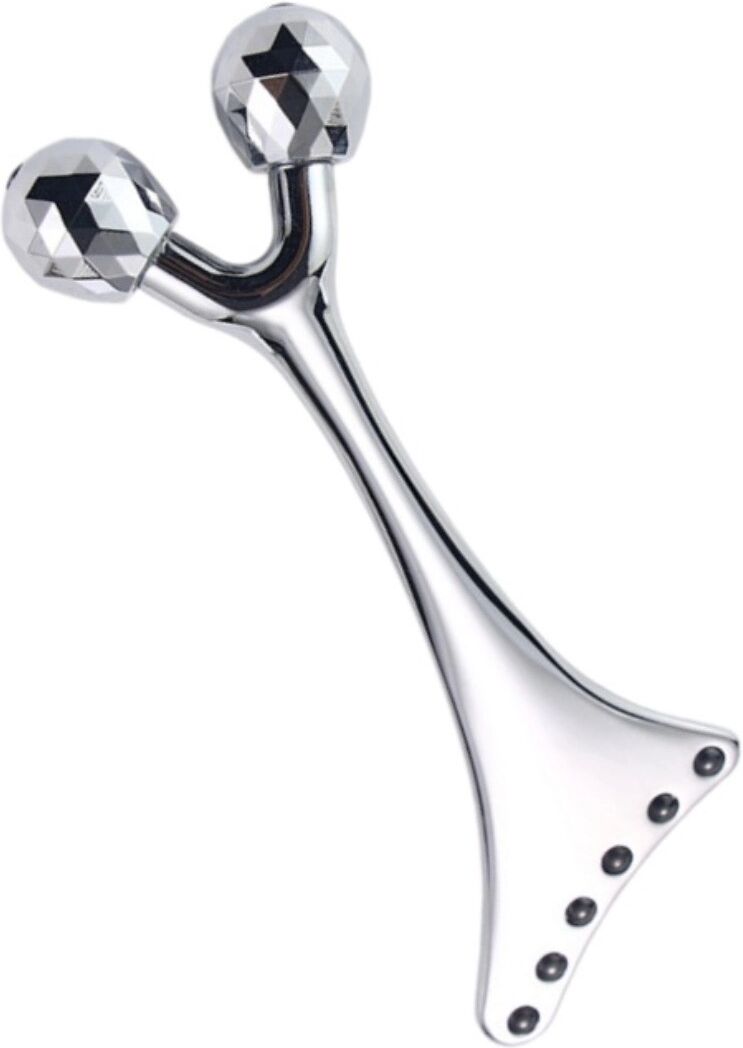 INF Rouleau Glace Visage Métal - Massage Facial Portable Argent pour Lifting, Sculpture de la Mâchoire et Décongestion Yeux -