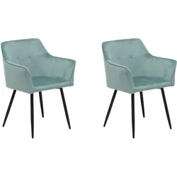 ESSZIMMERSTUHL 2er-Set Samtstoff Mintgrün Jasmin