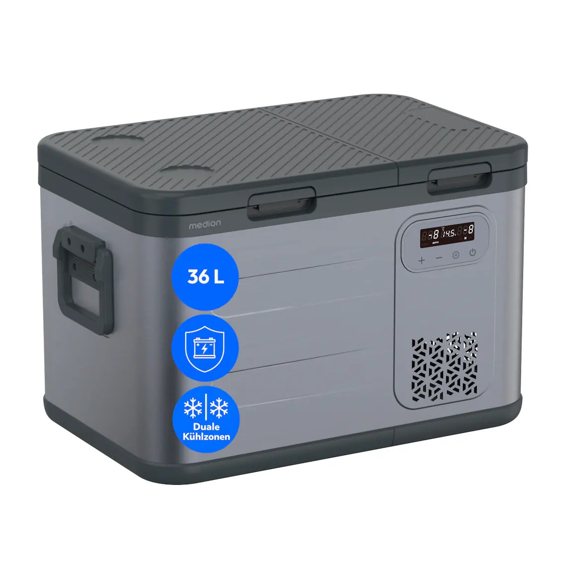 Medion MD370026 CC35D Kompressor Doppelzonen-Kühlbox 36l (29L+7l) Kapazität grau 50079961