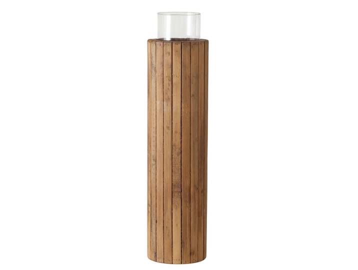 Ambia Home Windlicht, Braun, Holz, Glas, Recyclingholz, rund, 103 cm, Glaseinsatz, Dekoration, Laternen & Windlichter, Windlichter