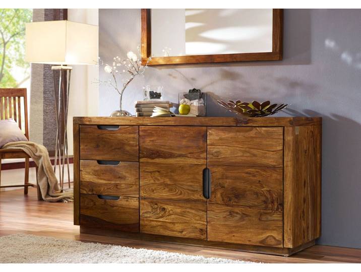 Sideboard Sheesham 150x45x75 walnuss lackiert DUKE #126