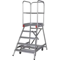 Euroline Mobile Podesttreppe / Podestleiter einseitig begehbar mit Zentralfeststellung...