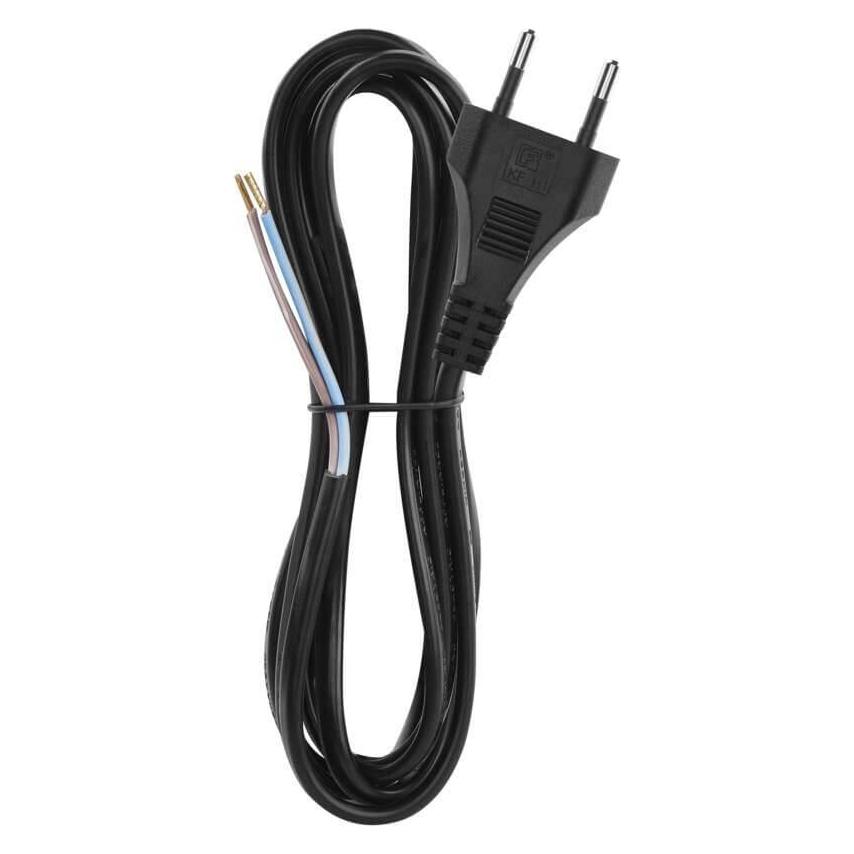 Emos Netzkabel PVC 2x 0,75mm2, 2m, schwarz (2 m) (S19272)