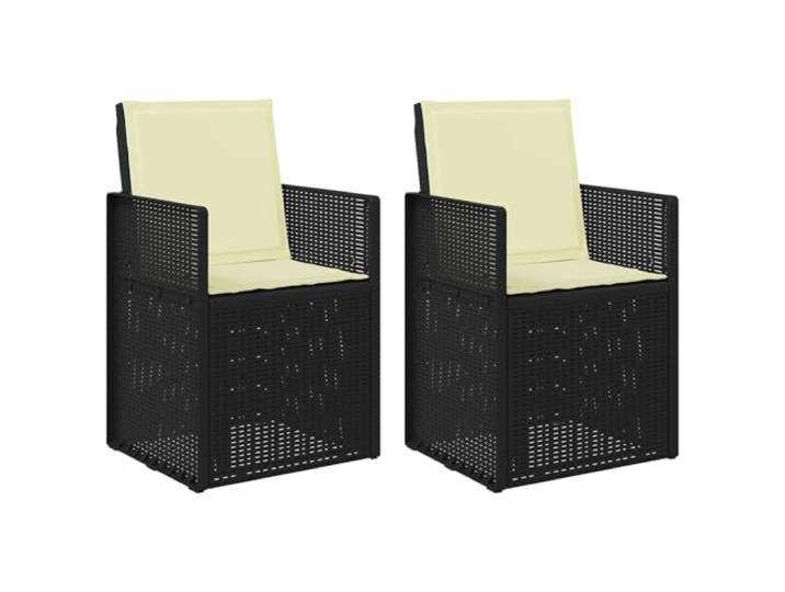 Favemtsl Garten Esszimmerstühle 2er Set Klappbar Anthrazit Creme PP Wetterfeste Armlehnenstühle mit klappbarer Rückenlehne und Kissen für Terrasse, Balkon oder Gartenbereich.