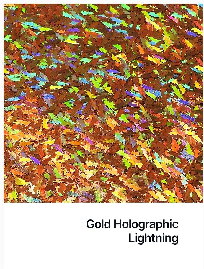 Hemway Shaped Craft Glitter   Lightning   Epoxy Resin, DIY, Tumbler, Decoration - Gold Holographic - Shaped 50g