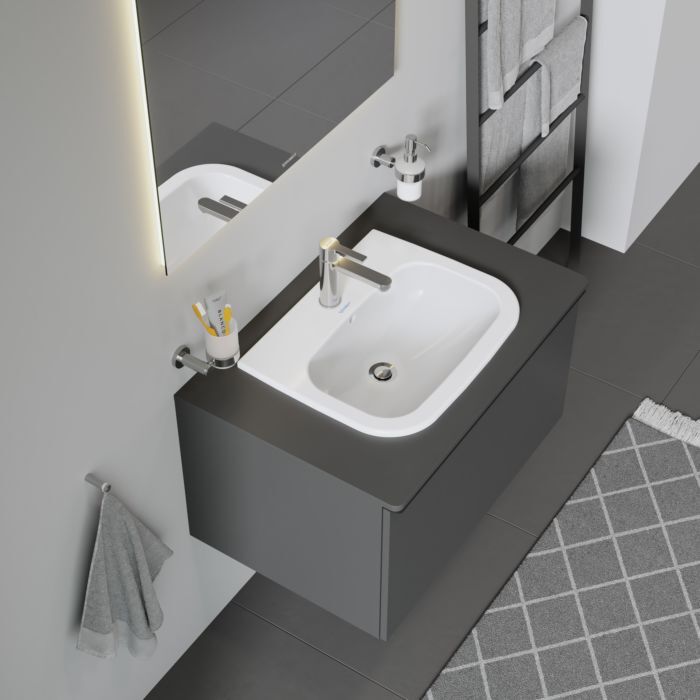 Duravit D-Code Einbauwaschtisch 0337540000 54,5 x 43,5 cm, für Einbau von oben, weiß