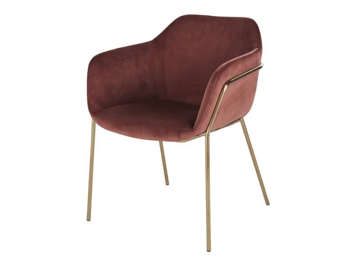 Chaise en velours terracotta et acier doré