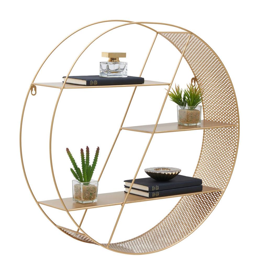 Carryhome Wandregal , Goldfarben , Metall , 60x60x15 cm , Wohnzimmer, Regal, Wandregal