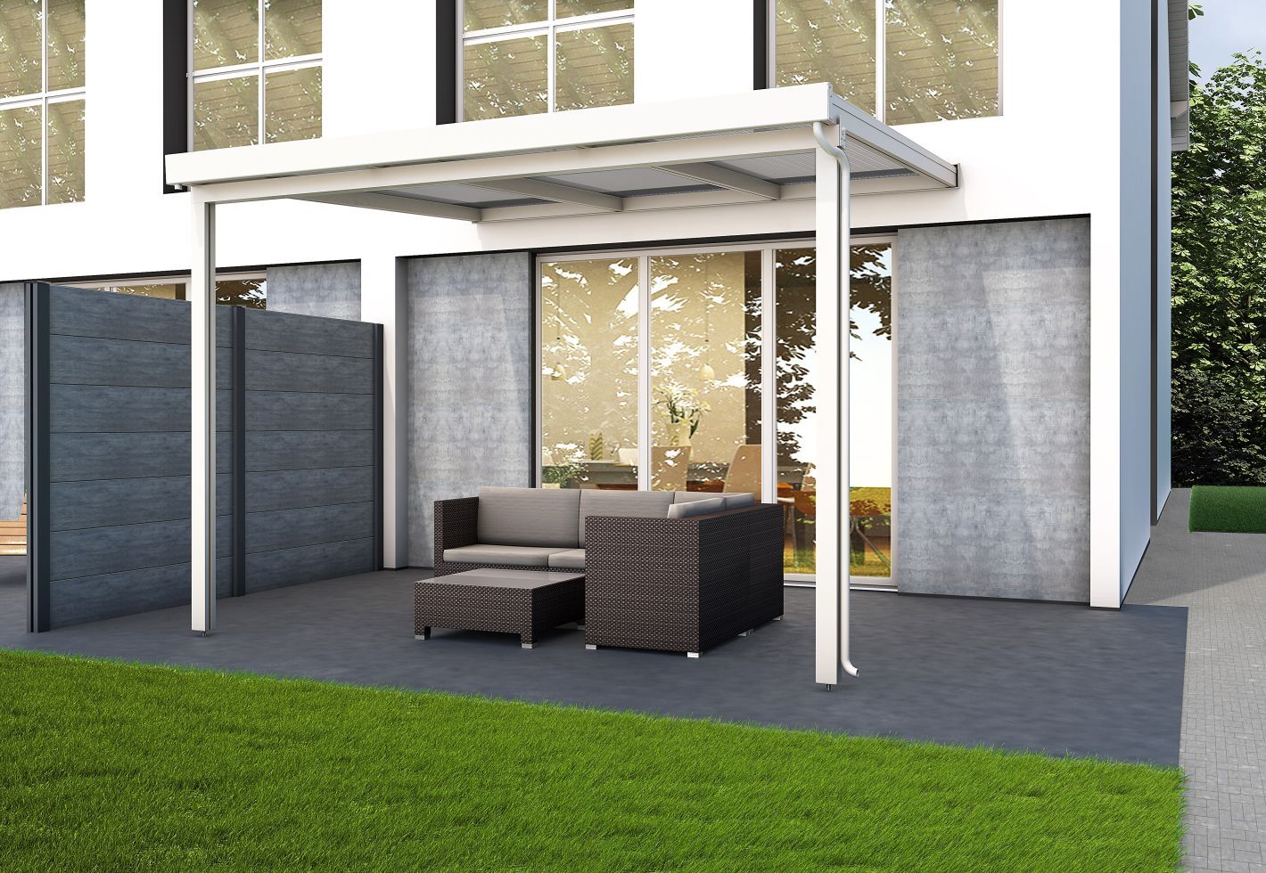Gutta Premium Terrassendach 309,4 x 306 cm weiß Klima blue 16 mm