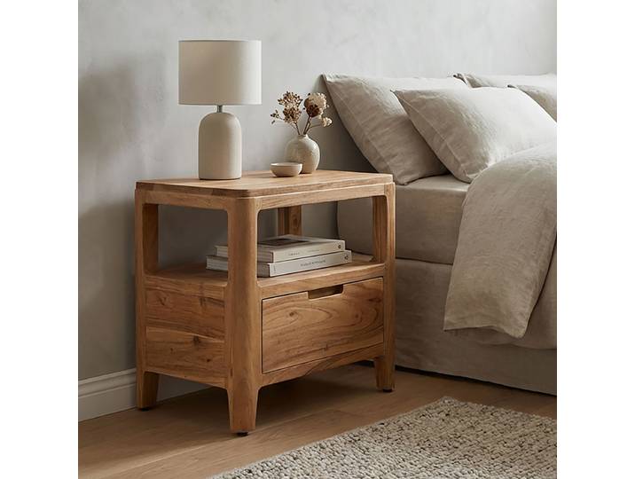 Massive Nachtkommode Jarwee 46cm Braun