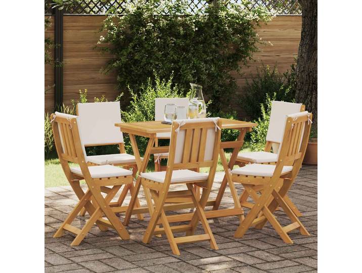 vidaXL Gartenstuhl 6 stk. Cremeweiß Massivholz Akazie